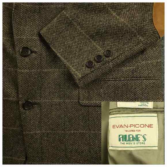 Evan Picone Blazer Sport Coat 40R Mens Vtg Classic Fit Wool Elbow Patch Brown - Picture 1 of 10